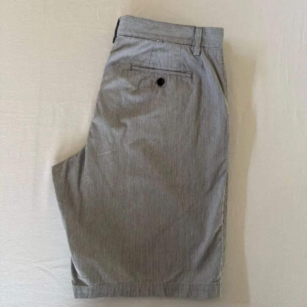 Banana Republic Striped Shorts | Mens 34 | Blue White Stripes | Cotton Flat Fron